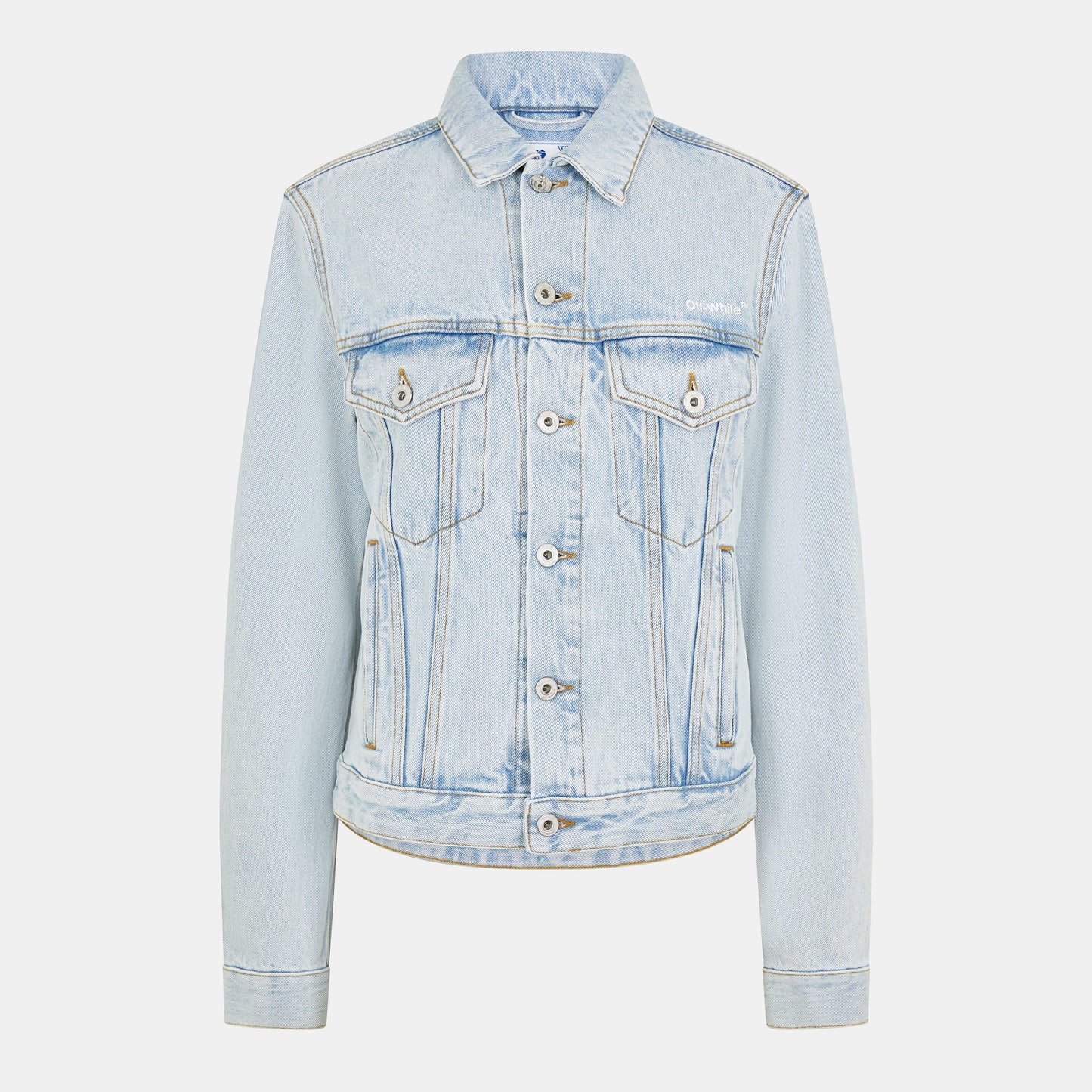 Women's Off-White Diagonal Cotton Long Sleeve Denim Jacket