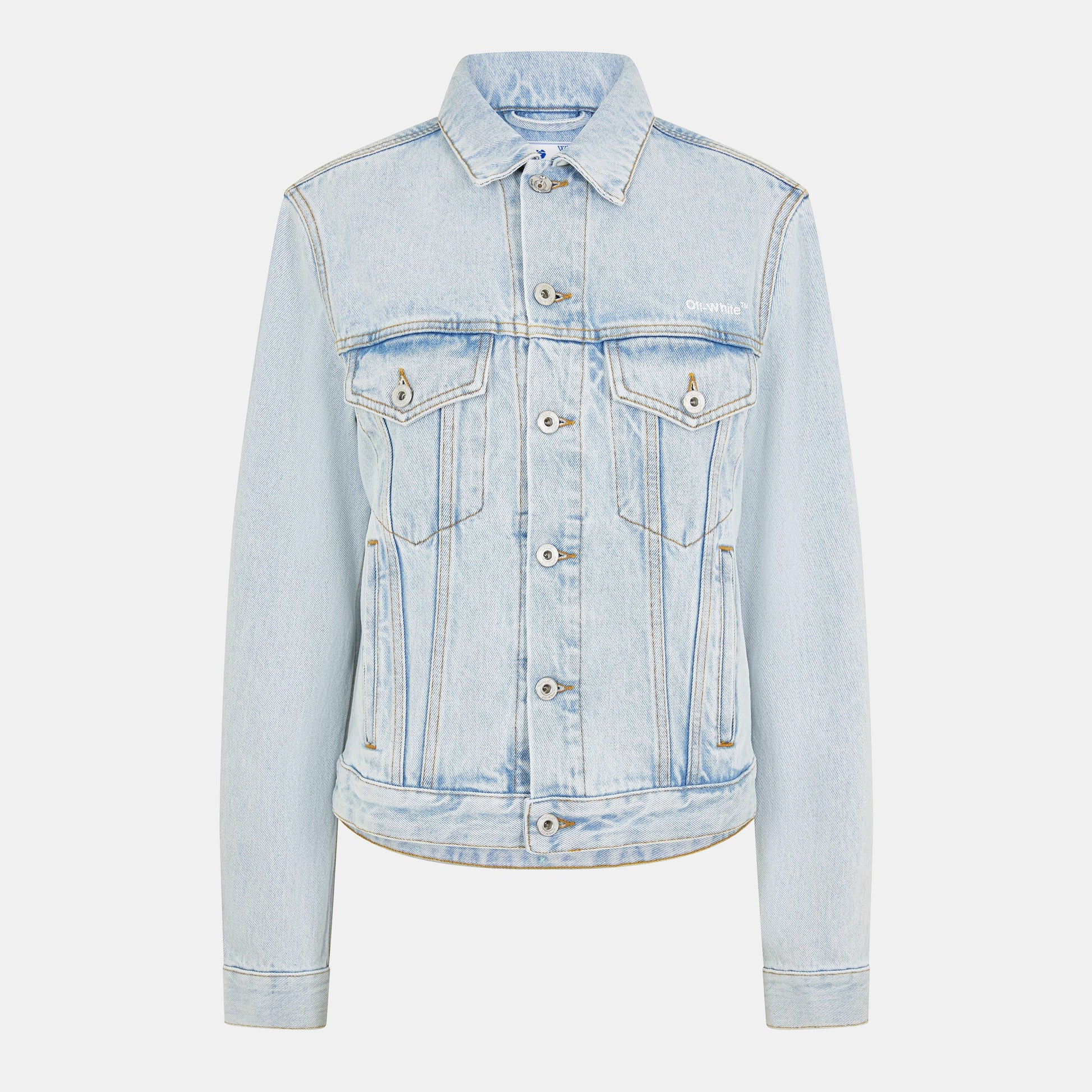Women's Off-White Diagonal Cotton Long Sleeve Denim Jacket