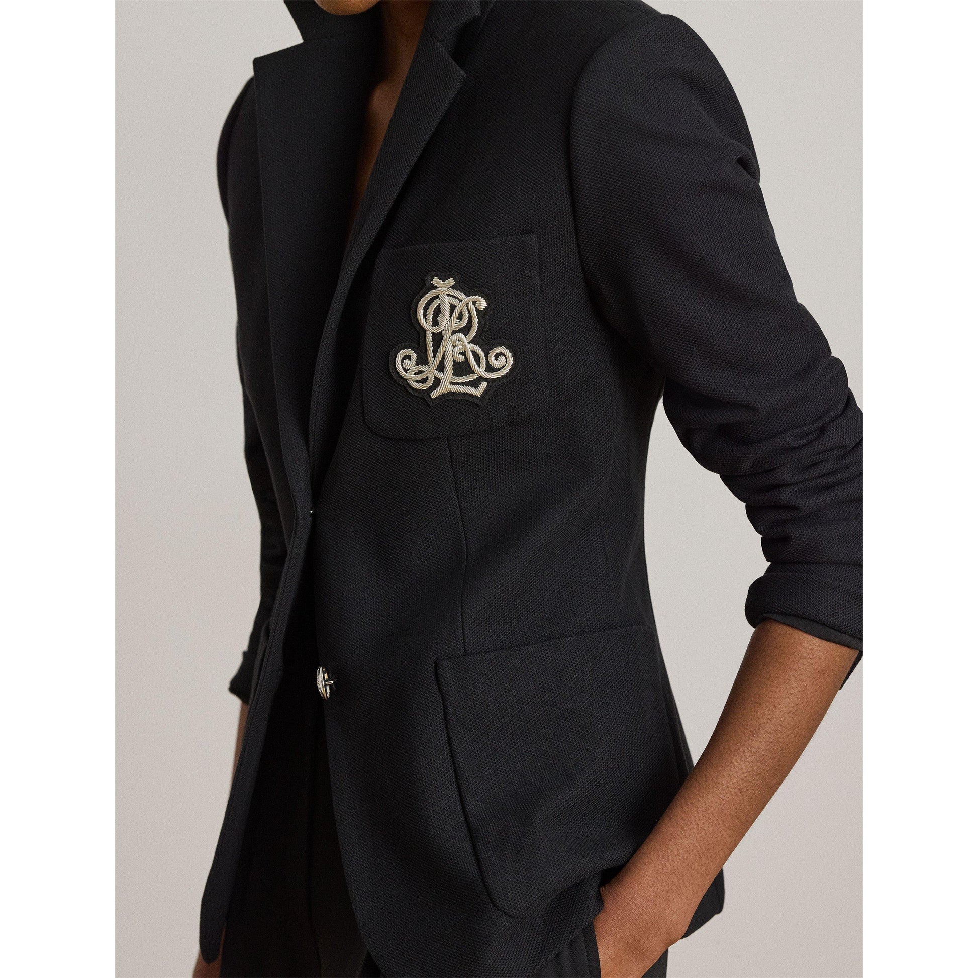 Lauren by Ralph Lauren Women's Anfisa Cotton Long Sleeve Monogram Blazer