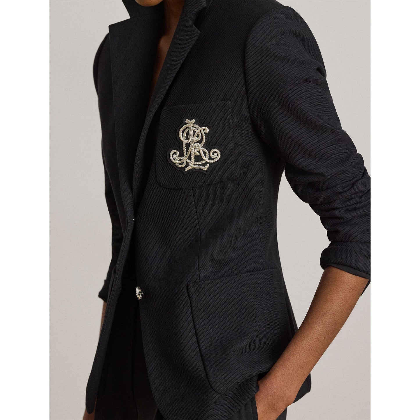 Lauren by Ralph Lauren Women's Anfisa Cotton Long Sleeve Monogram Blazer