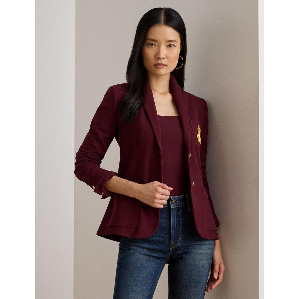 Lauren by Ralph Lauren Women's Anfisa Cotton Long Sleeve Monogram Blazer