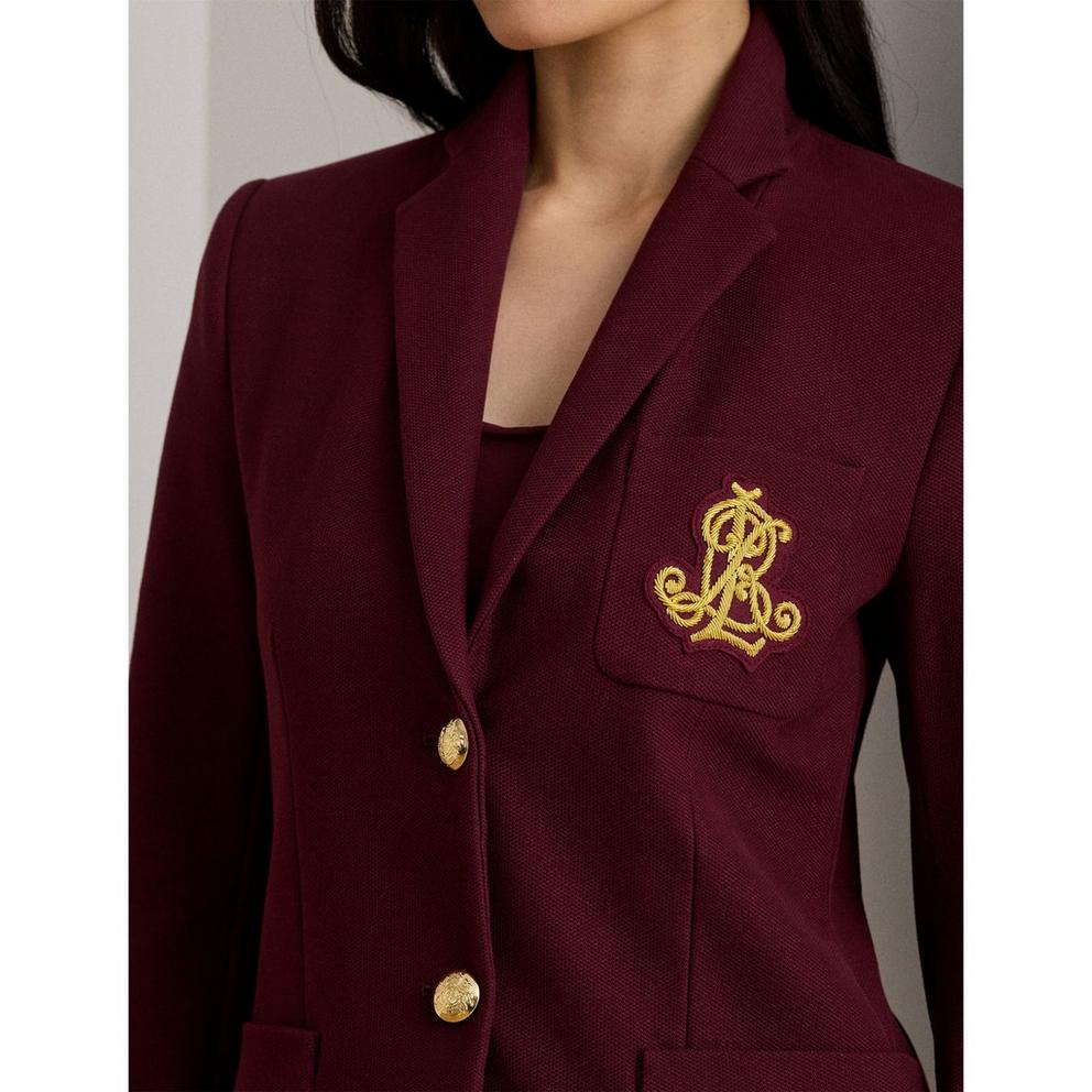 Lauren by Ralph Lauren Women's Anfisa Cotton Long Sleeve Monogram Blazer
