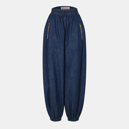 Valentino Women's Val Denim Relaxed Fit Harem Trousers