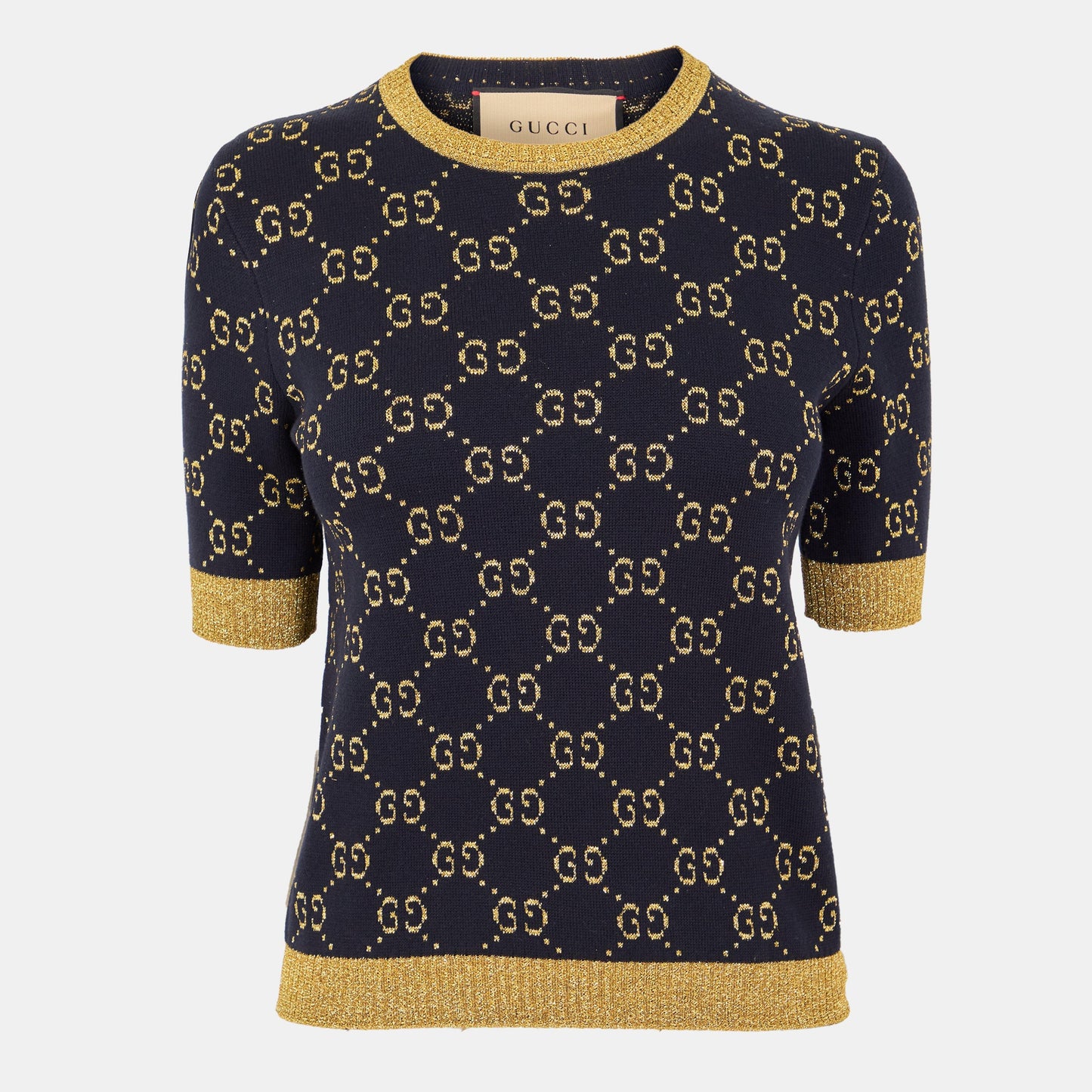 Gucci Women's Logo Cotton GG Lamé Top