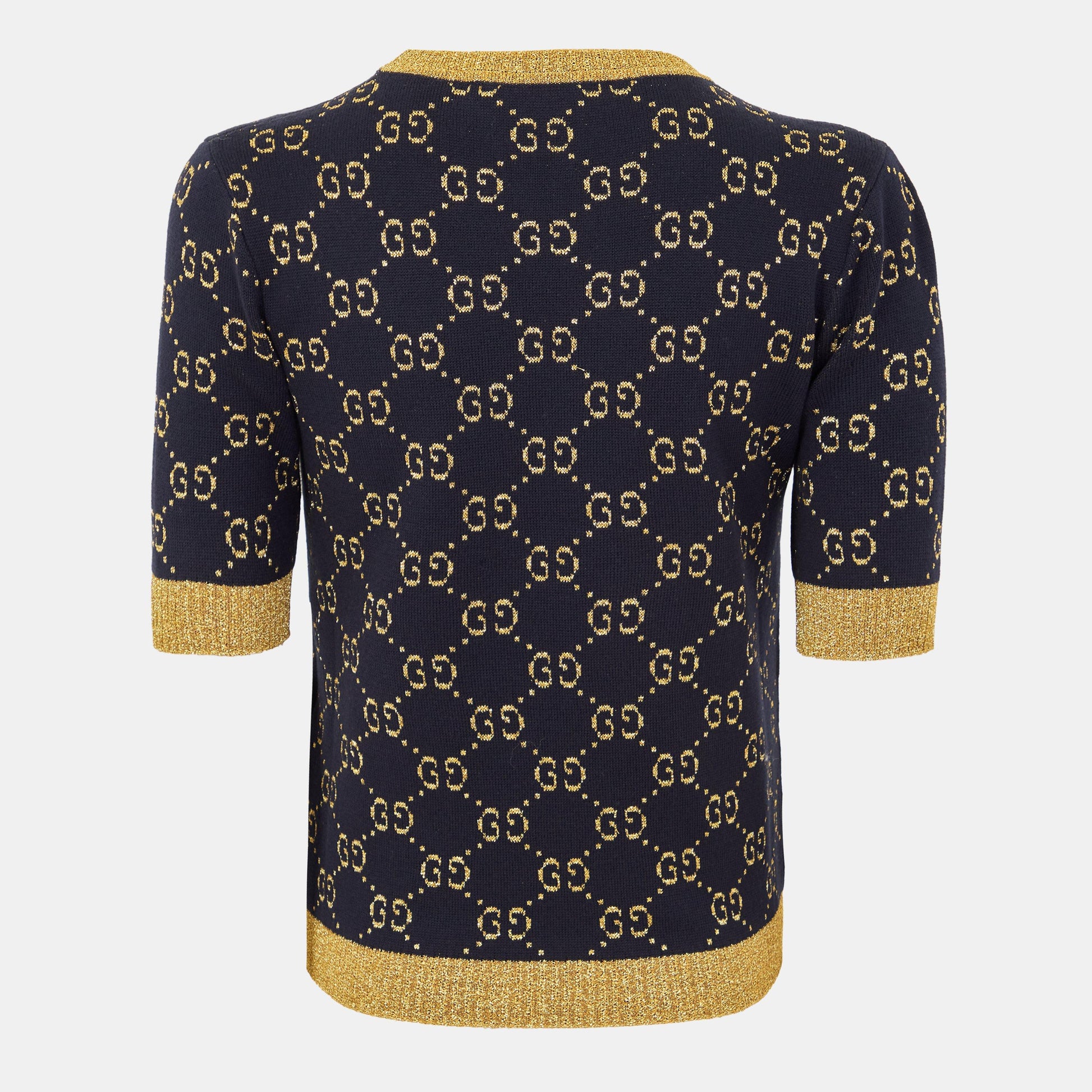 Gucci Women's Logo Cotton GG Lamé Top