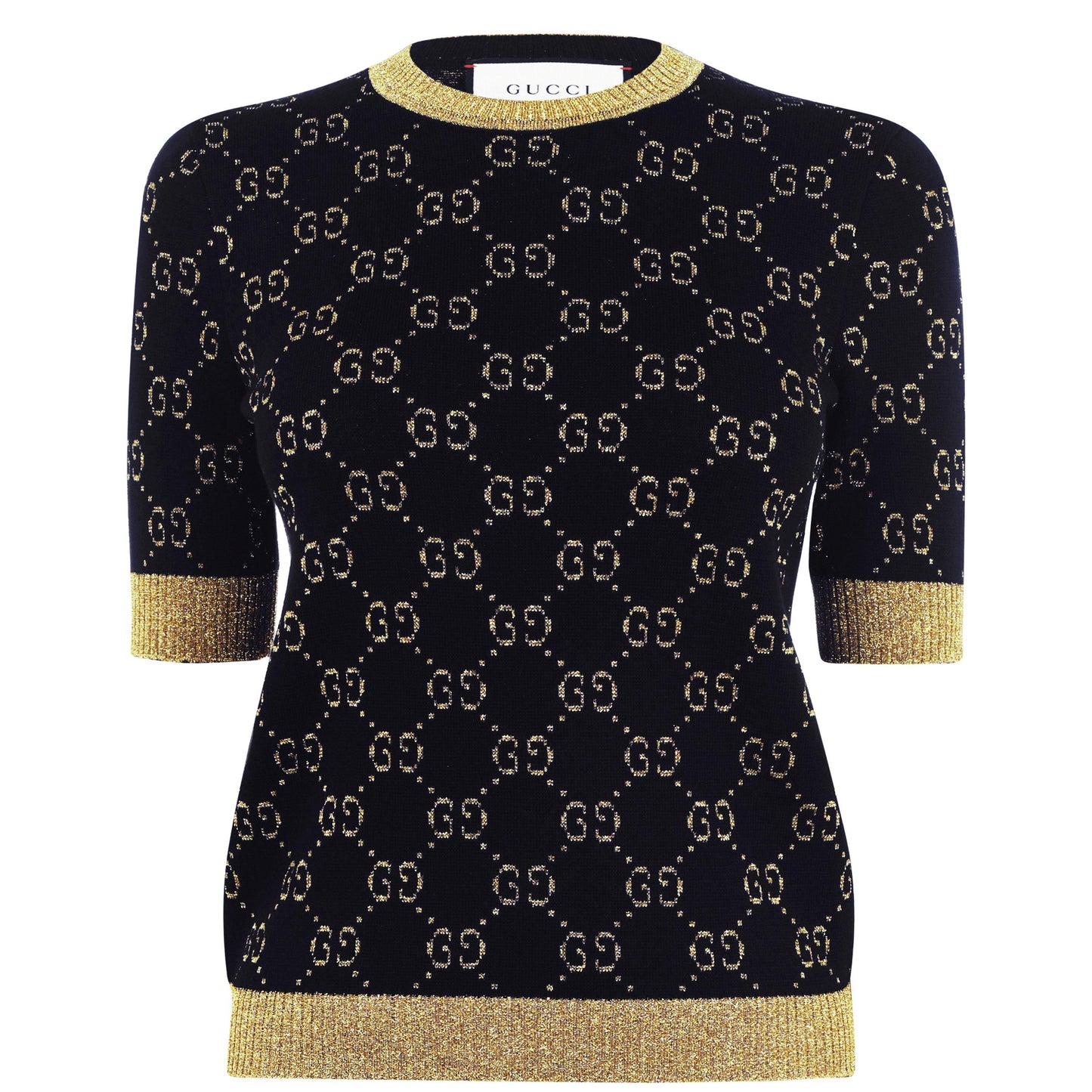 Gucci Women's Logo Cotton GG Lamé Top