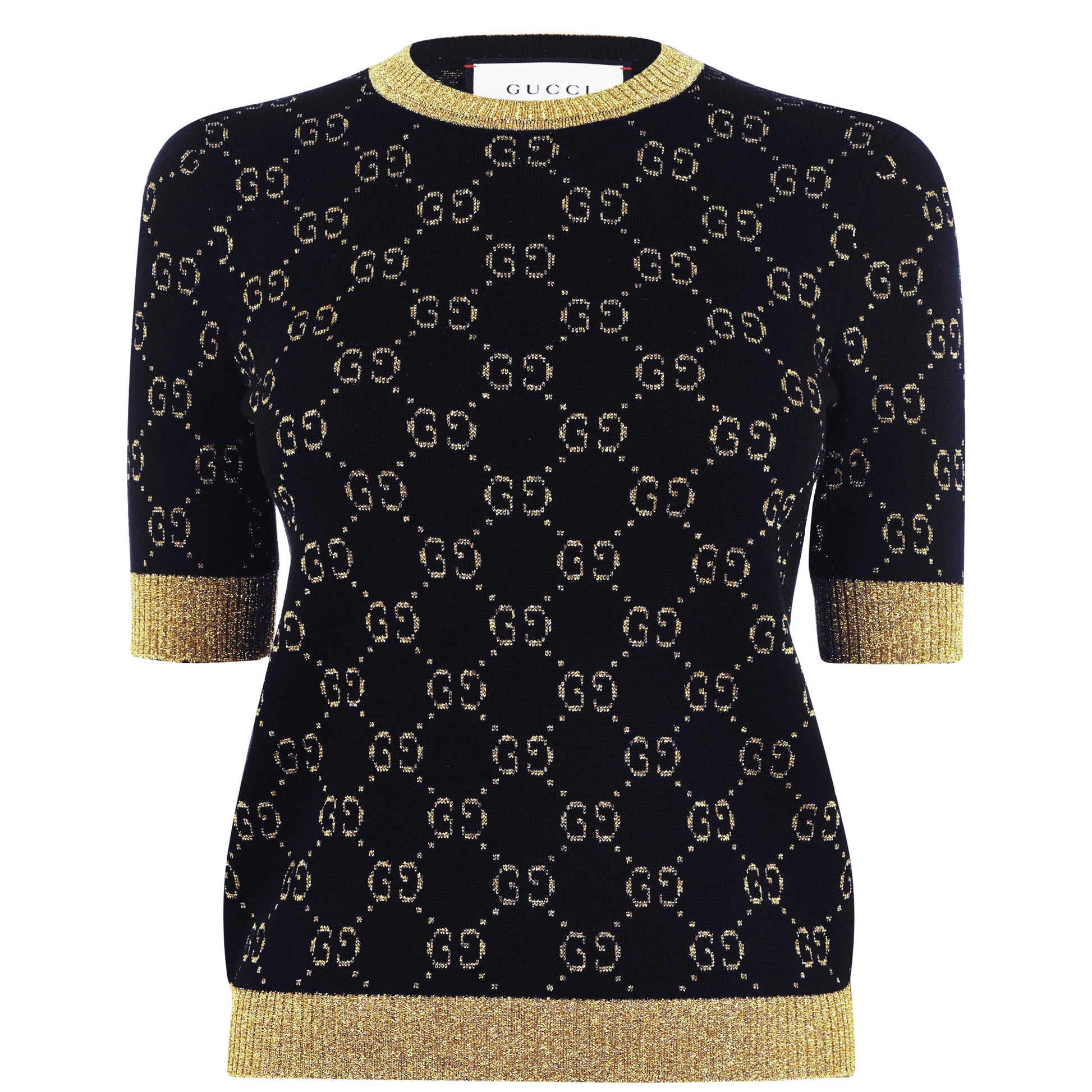 Gucci Women's Logo Cotton GG Lamé Top