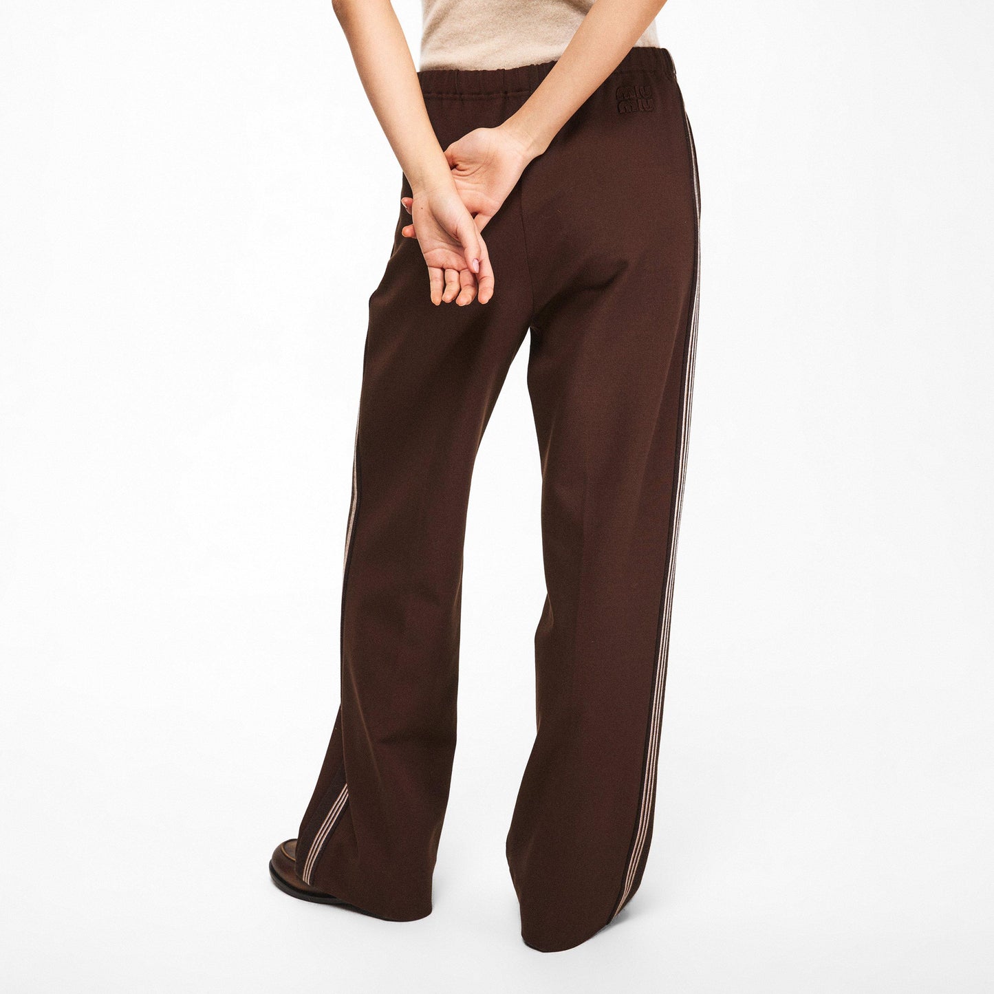 Miu Miu Women's Open Cuff Woven Relaxed Fit Tracksuit Joggers