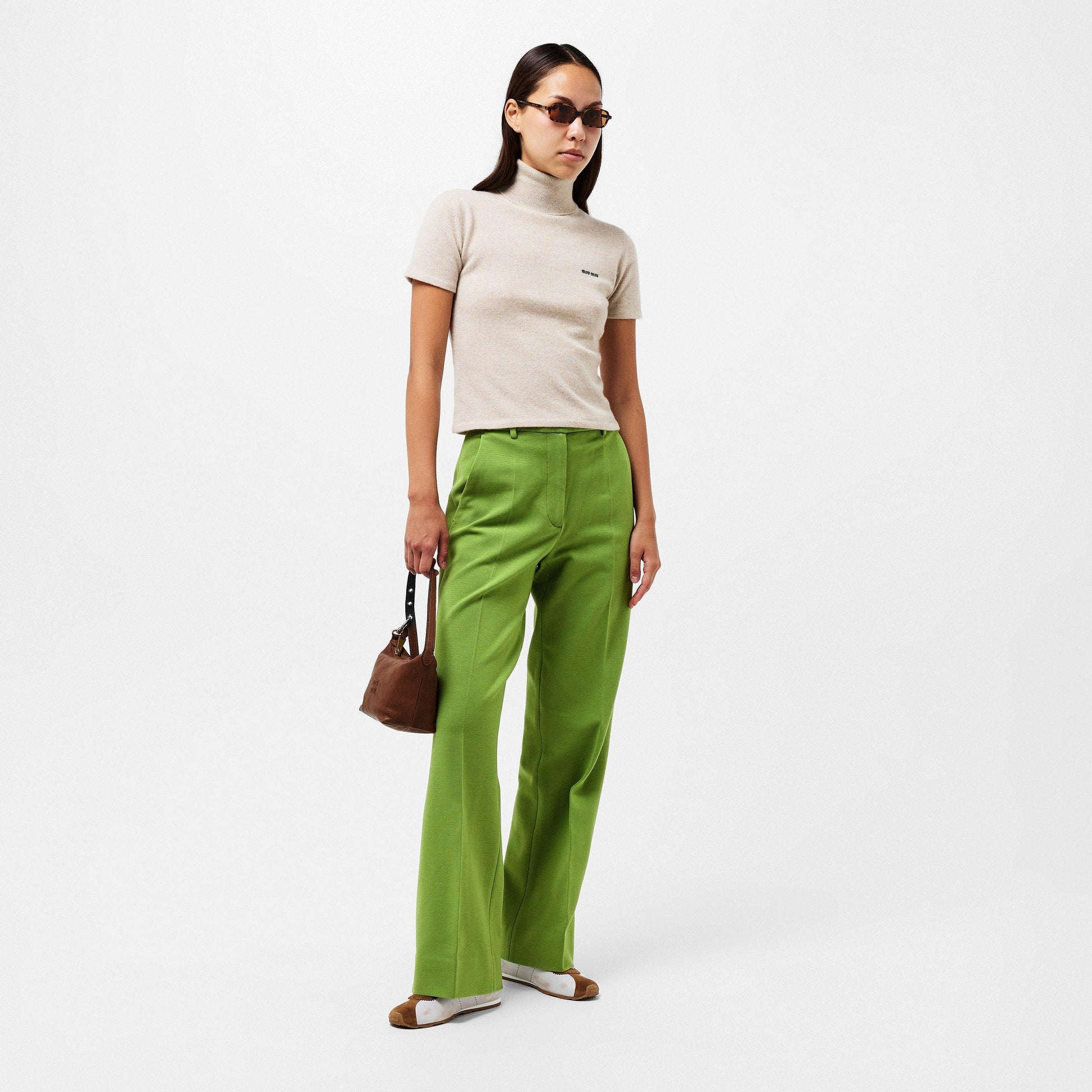 Miu Miu Women's High Rise Wide Leg Trousers