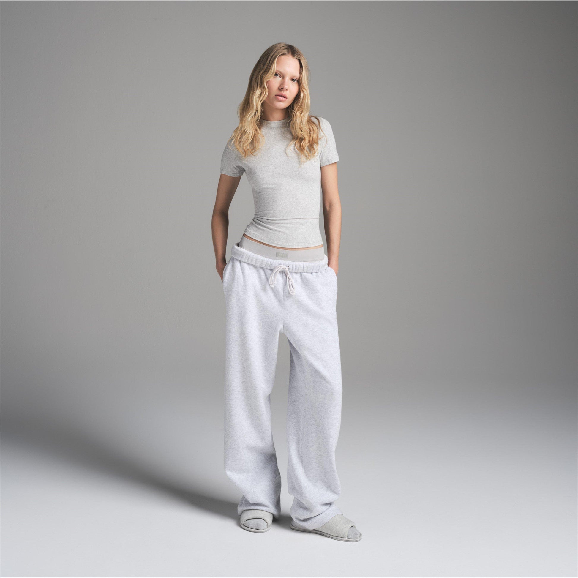 SKIMS Womens Cotton Fleece Classic Straight Leg Pant