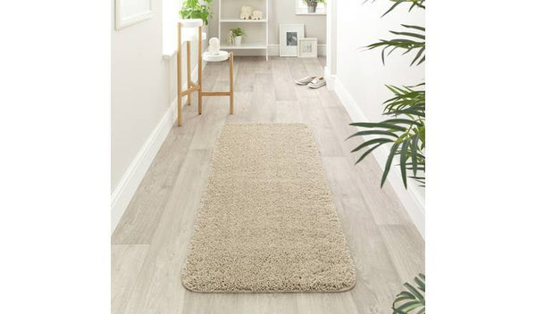 Buddy Washable Mat Plain Stone Shaggy Rug - 67x150cm