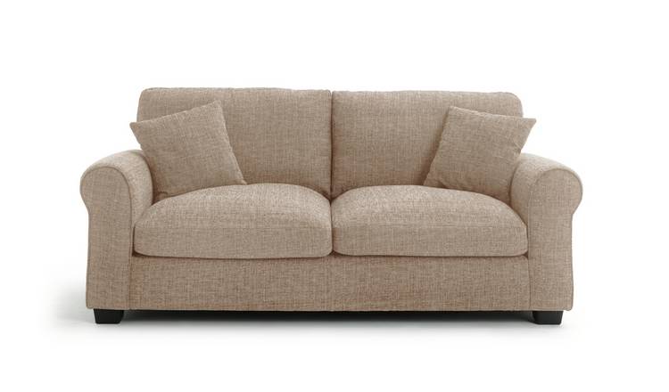 Argos Home Lisbon Fabric 3 Seater Sofa - Stone