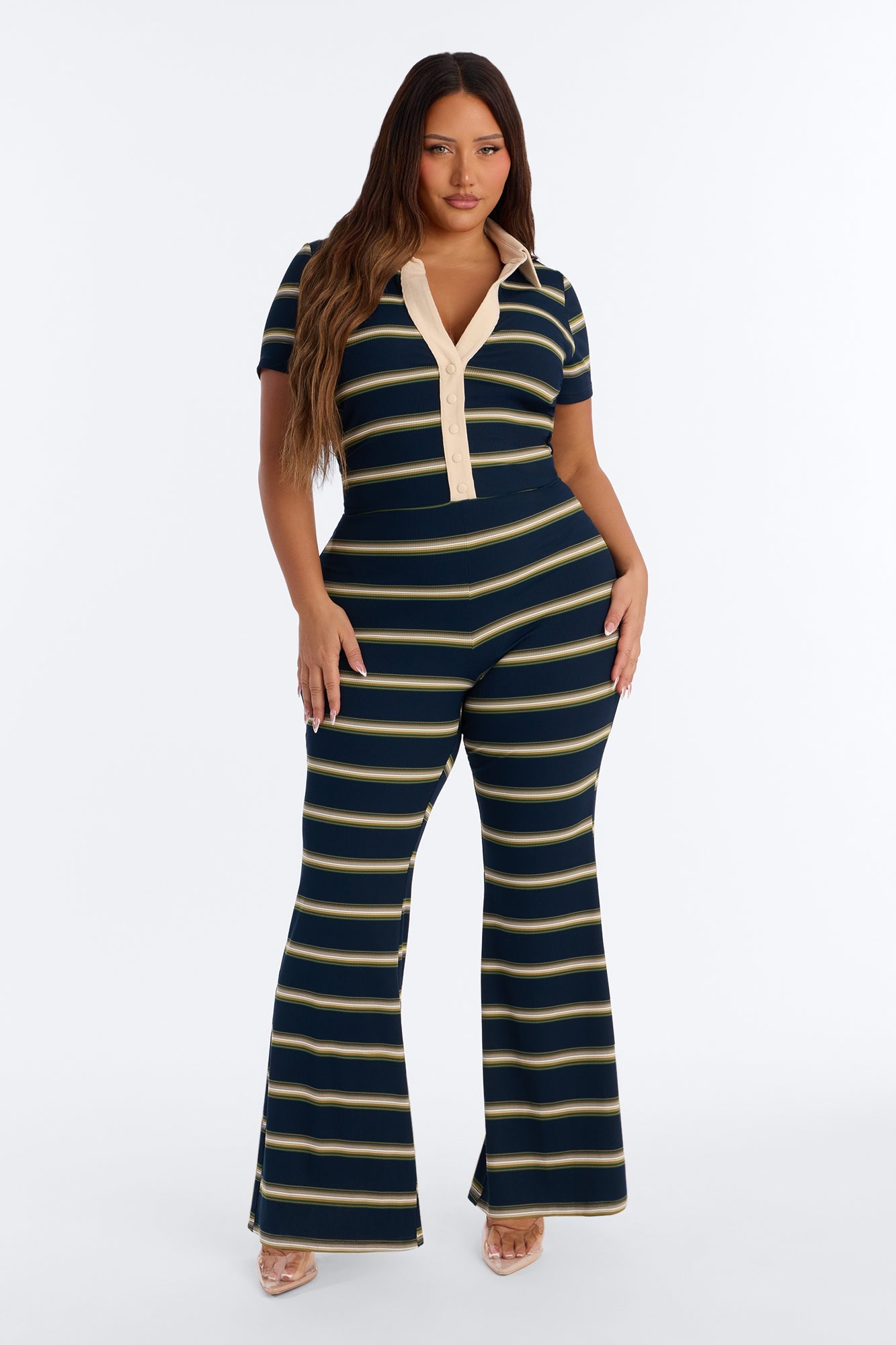 Too In Line Ribbed Striped Jumpsuit