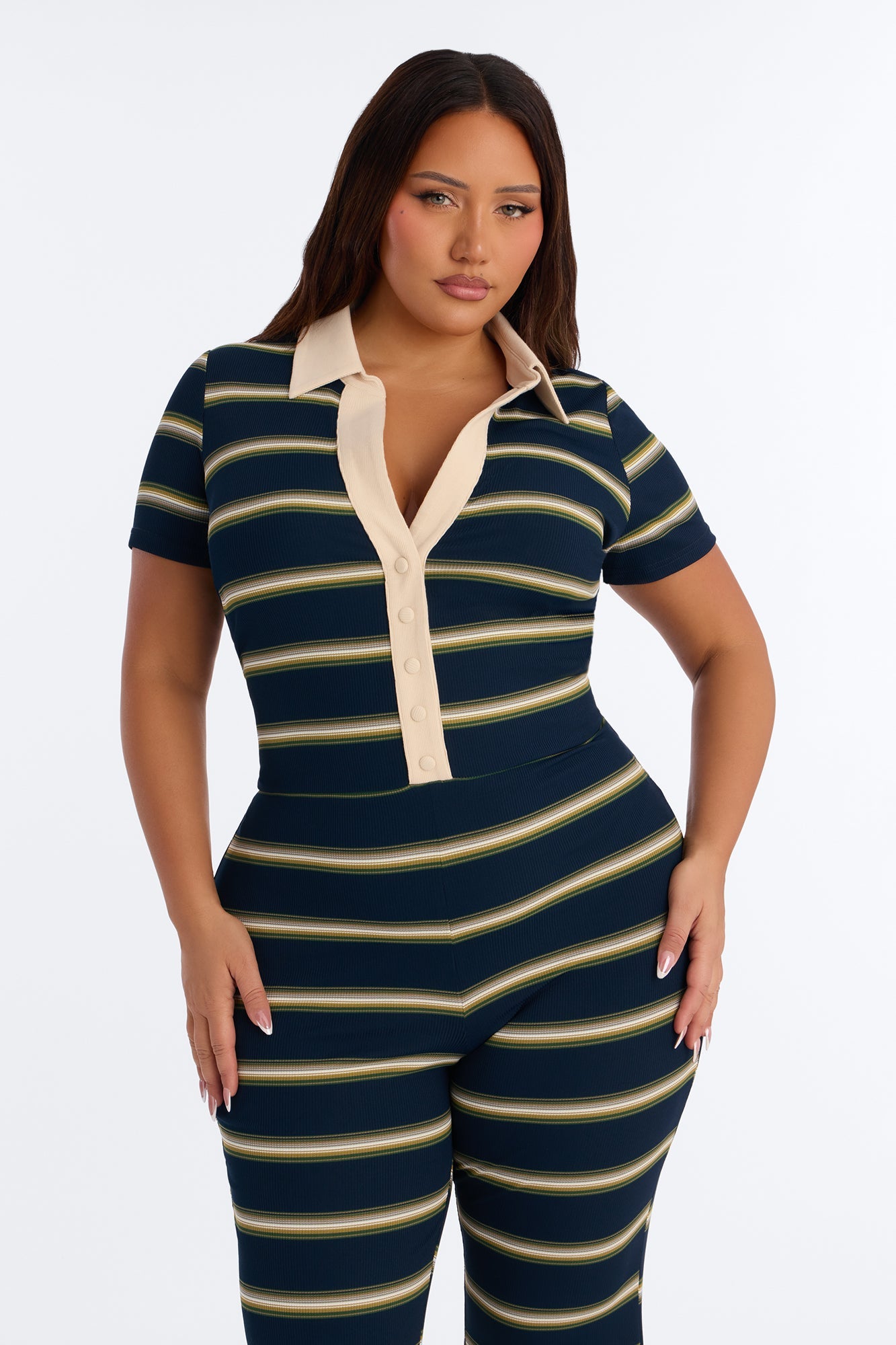 Too In Line Ribbed Striped Jumpsuit