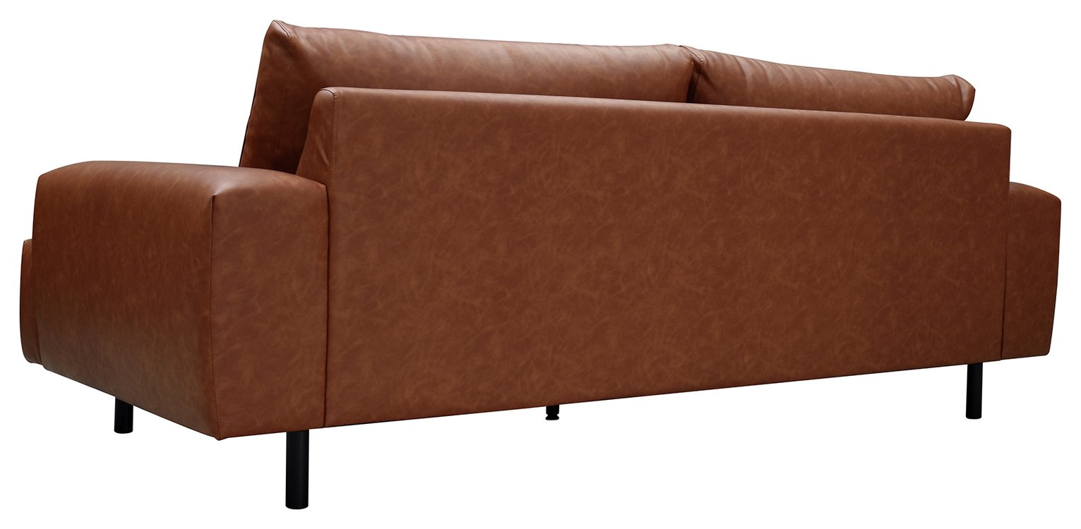 Habitat Julien Faux Leather 3 Seater Sofa - Tan