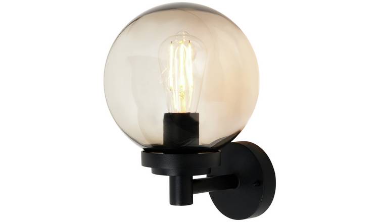 Zink SFIR IP44 Black Outdoor Globe Wall Light
