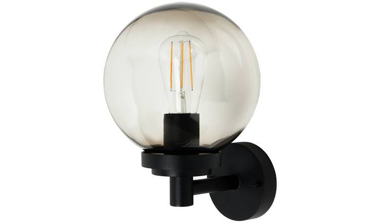 Zink SFIR IP44 Black Outdoor Globe Wall Light