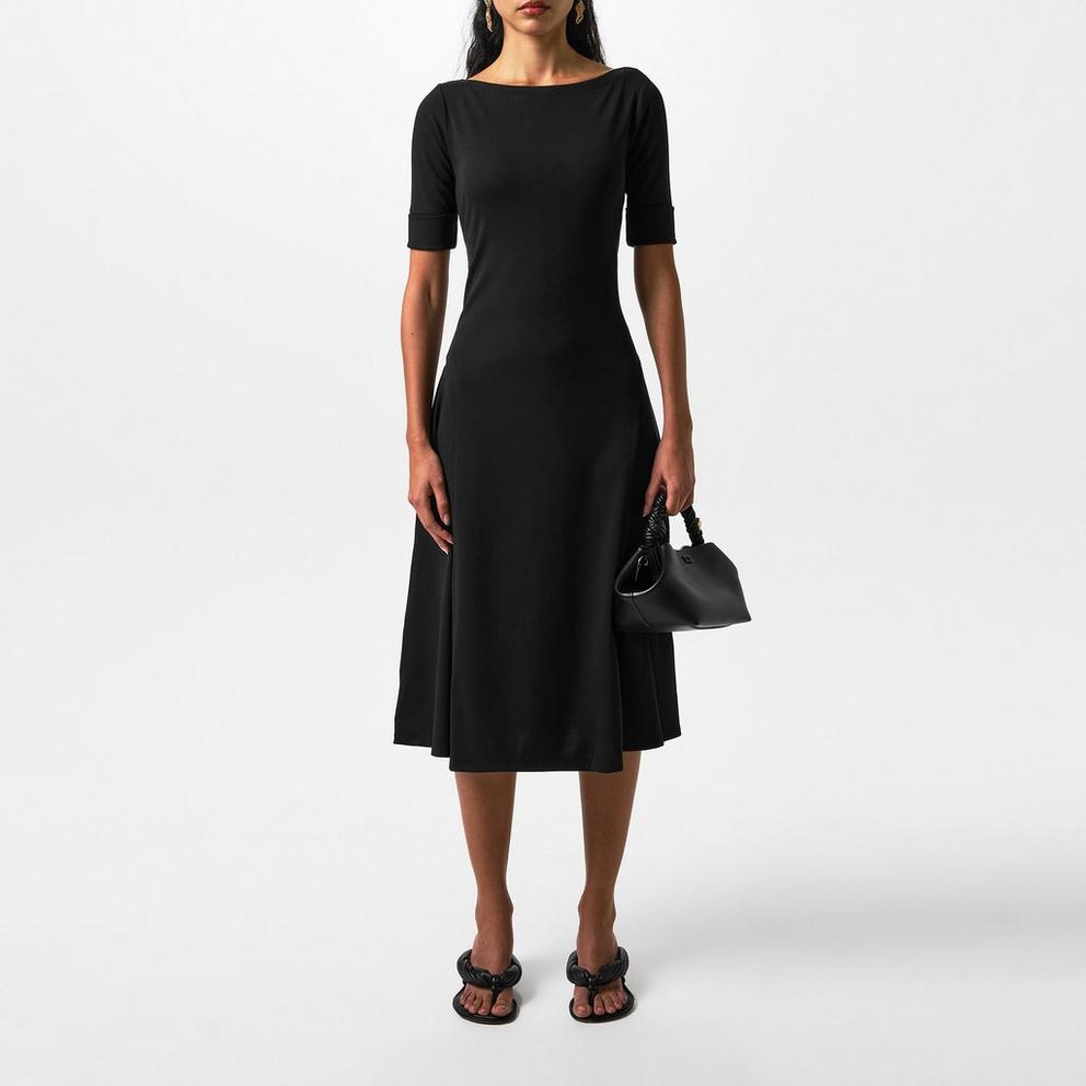 Women's Boat-neck Jersey Midi Dress