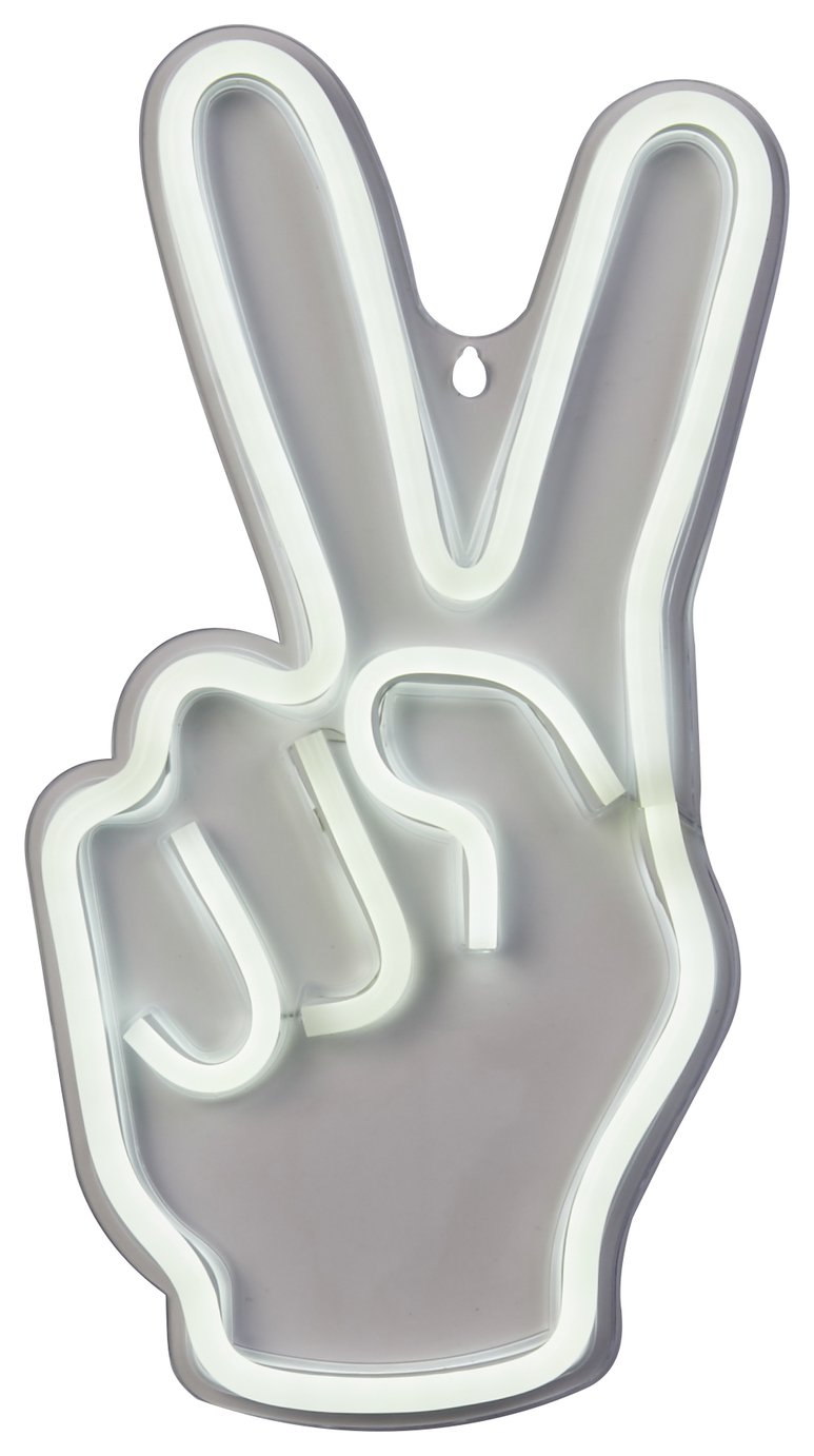 Searchlight Neon Effect Peace Sign Wall Light - White
