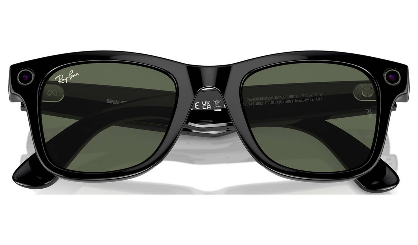 Ray-Ban Meta Wayfarer L - Shiny Black, G15 Green