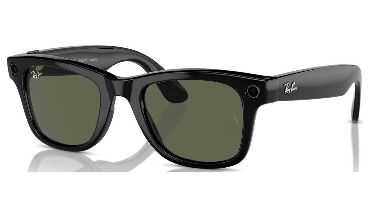 Ray-Ban Meta Wayfarer L - Shiny Black, G15 Green