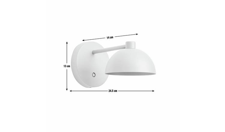 Habitat Steel Rechargeable Mushroom Wall Light - Taupe
