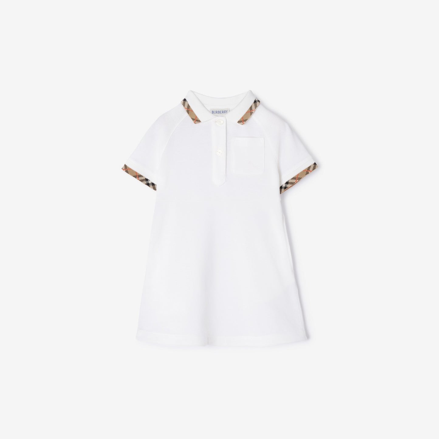 Check Trim Cotton Polo Shirt Dress