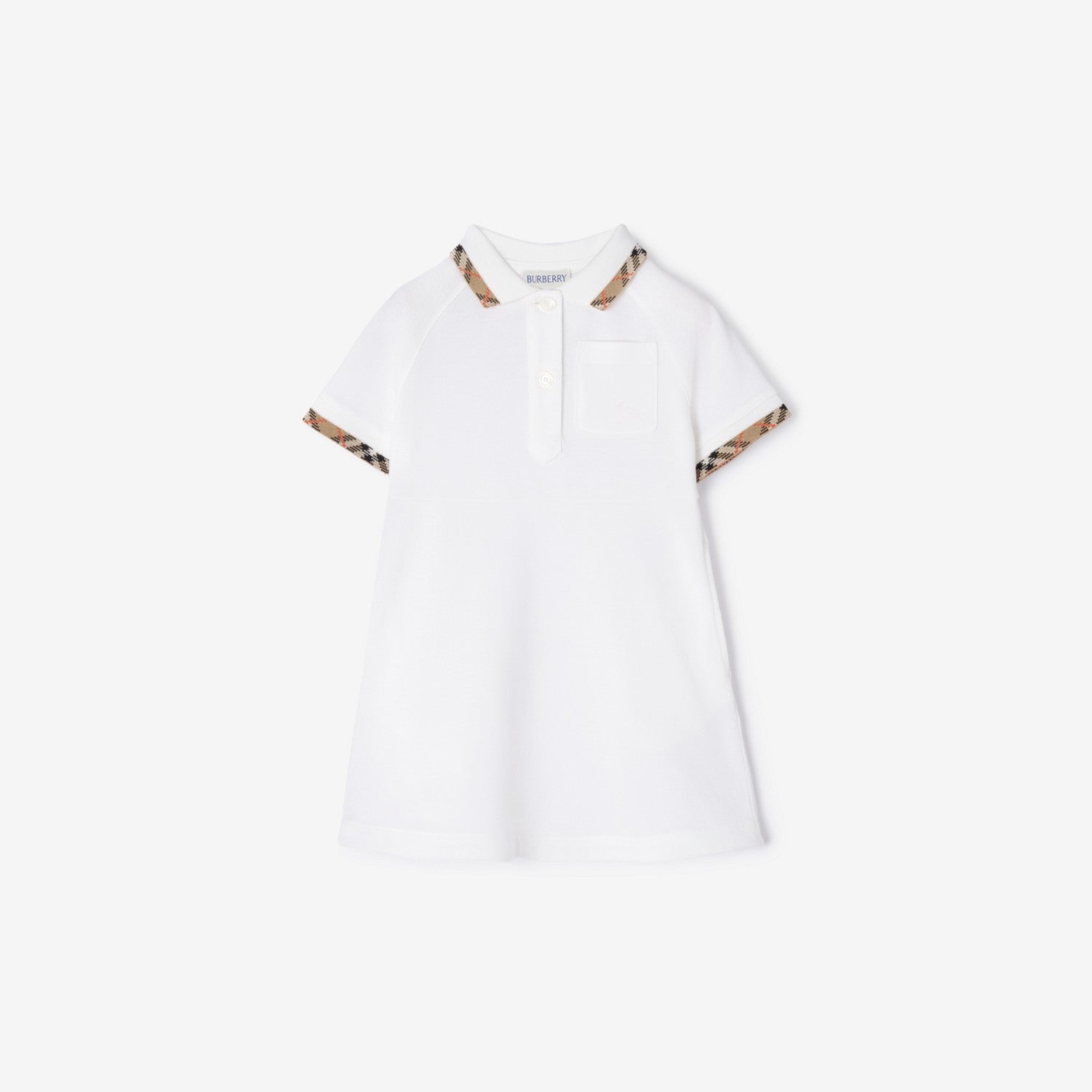 Check Trim Cotton Polo Shirt Dress