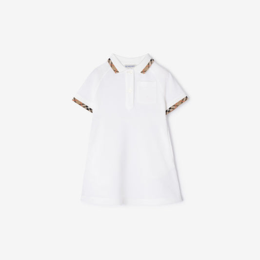 Check Trim Cotton Polo Shirt Dress