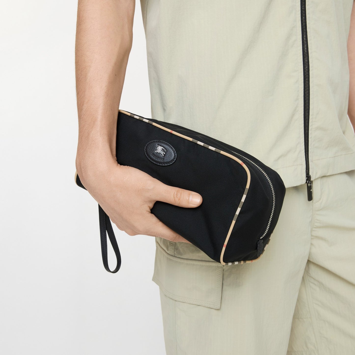 Large Check Trim Travel Pouch