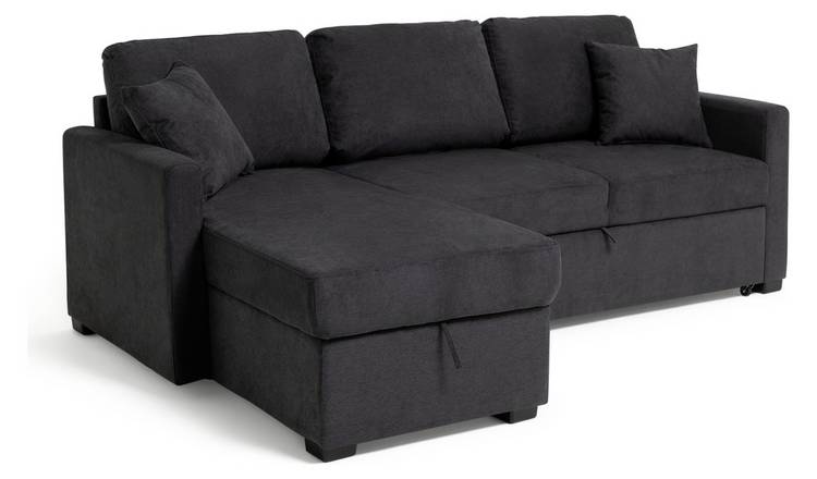 Habitat Reagan LH Storage Corner Chaise Sofa Bed - Charcoal