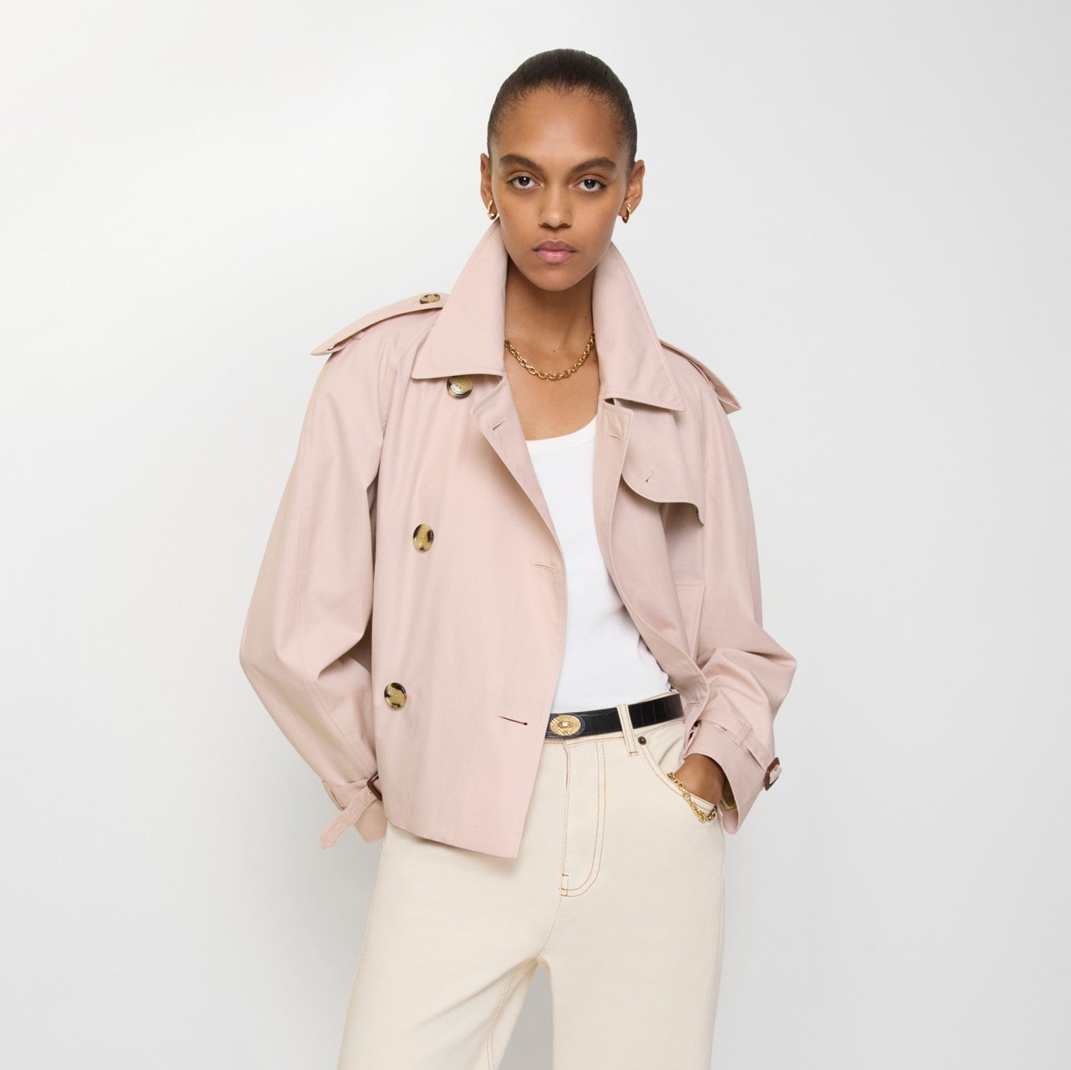 Cropped Tropical Gabardine Mayfair Trench Jacket