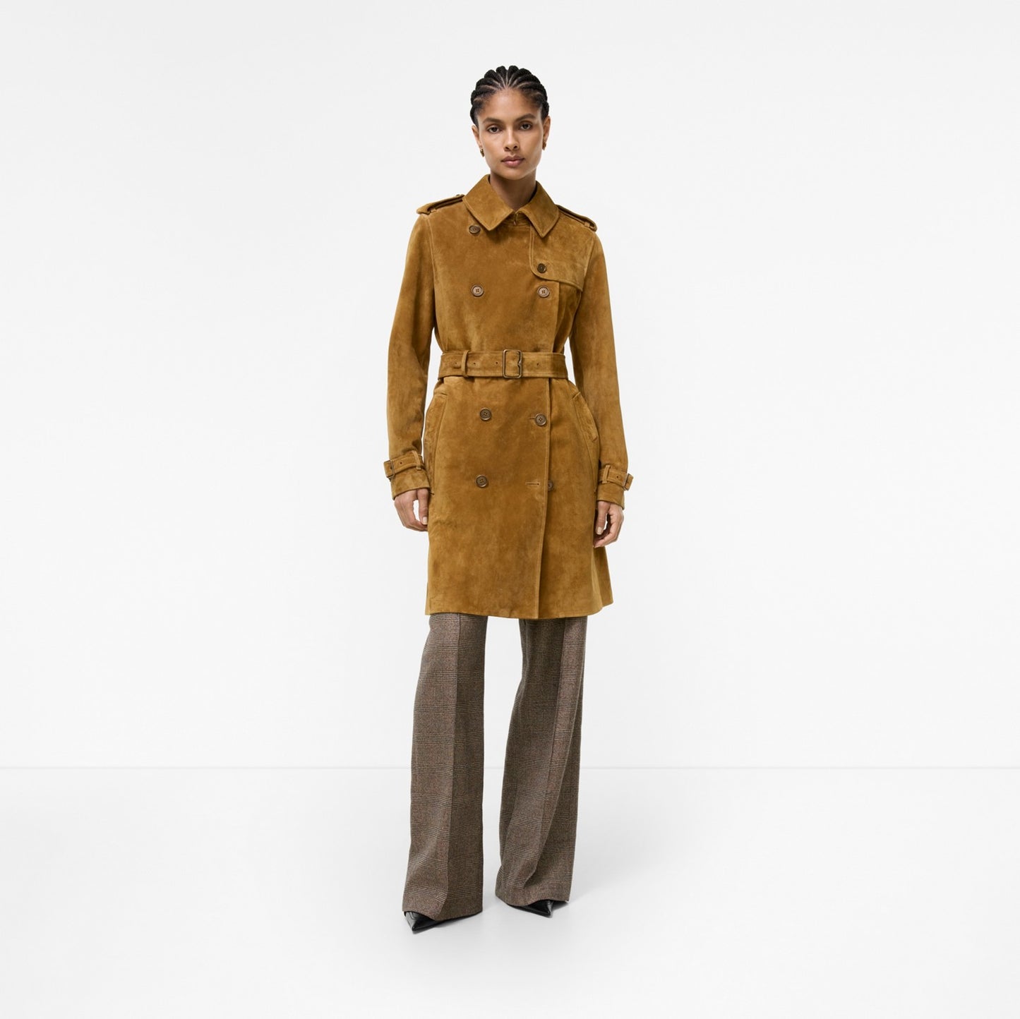Mid-length Suede Kensington Trench Coat