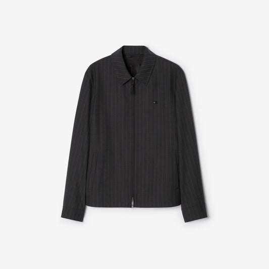 Pinstriped Wool Bloomsbury Harrington Jacket