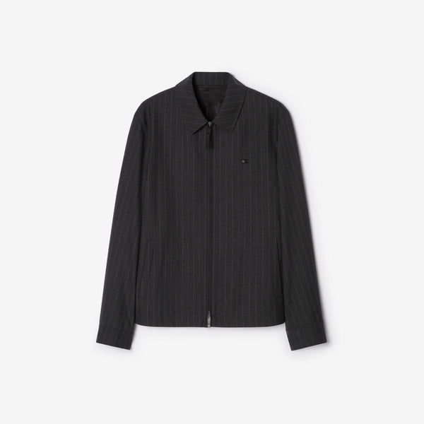 Pinstriped Wool Bloomsbury Harrington Jacket