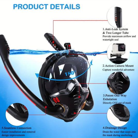 Full Face Snorkel Mask Set with Flippers