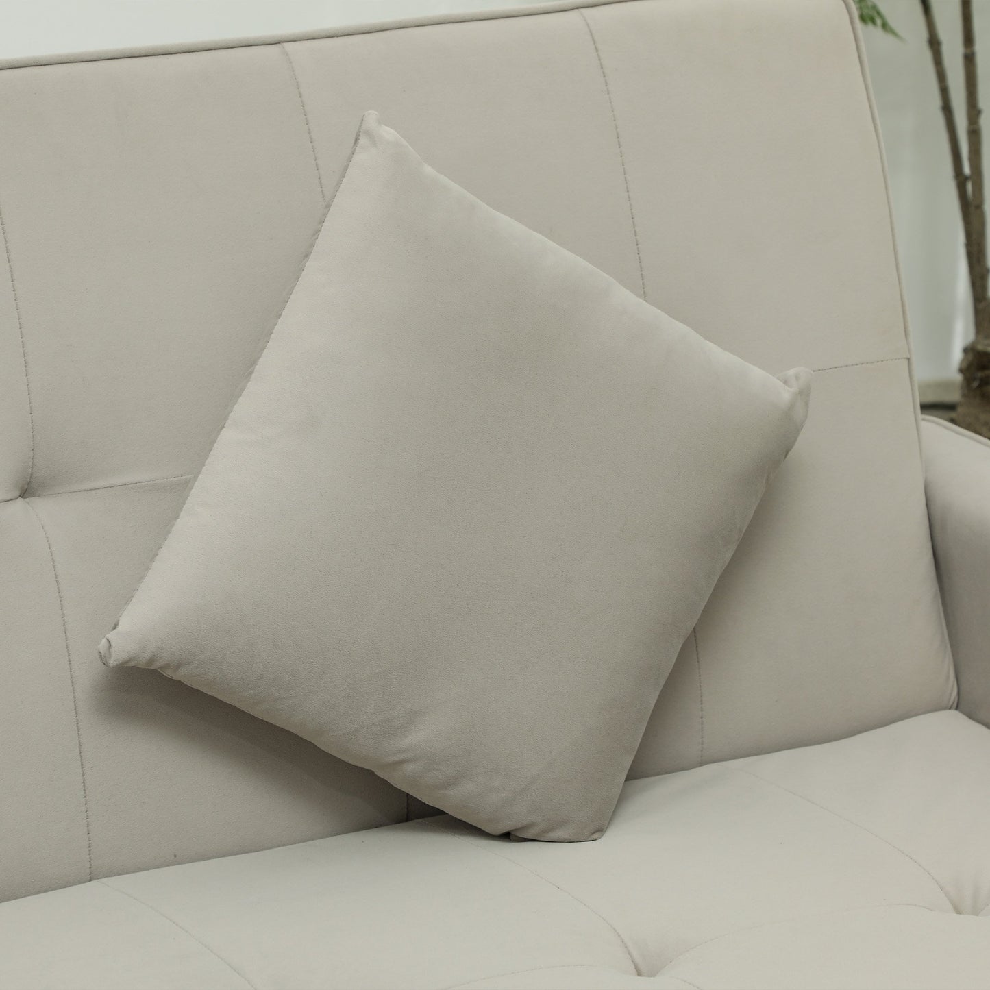 HOMCOM 3 Seater Fabric Sofa Bed with Pull Out Couch - Beige