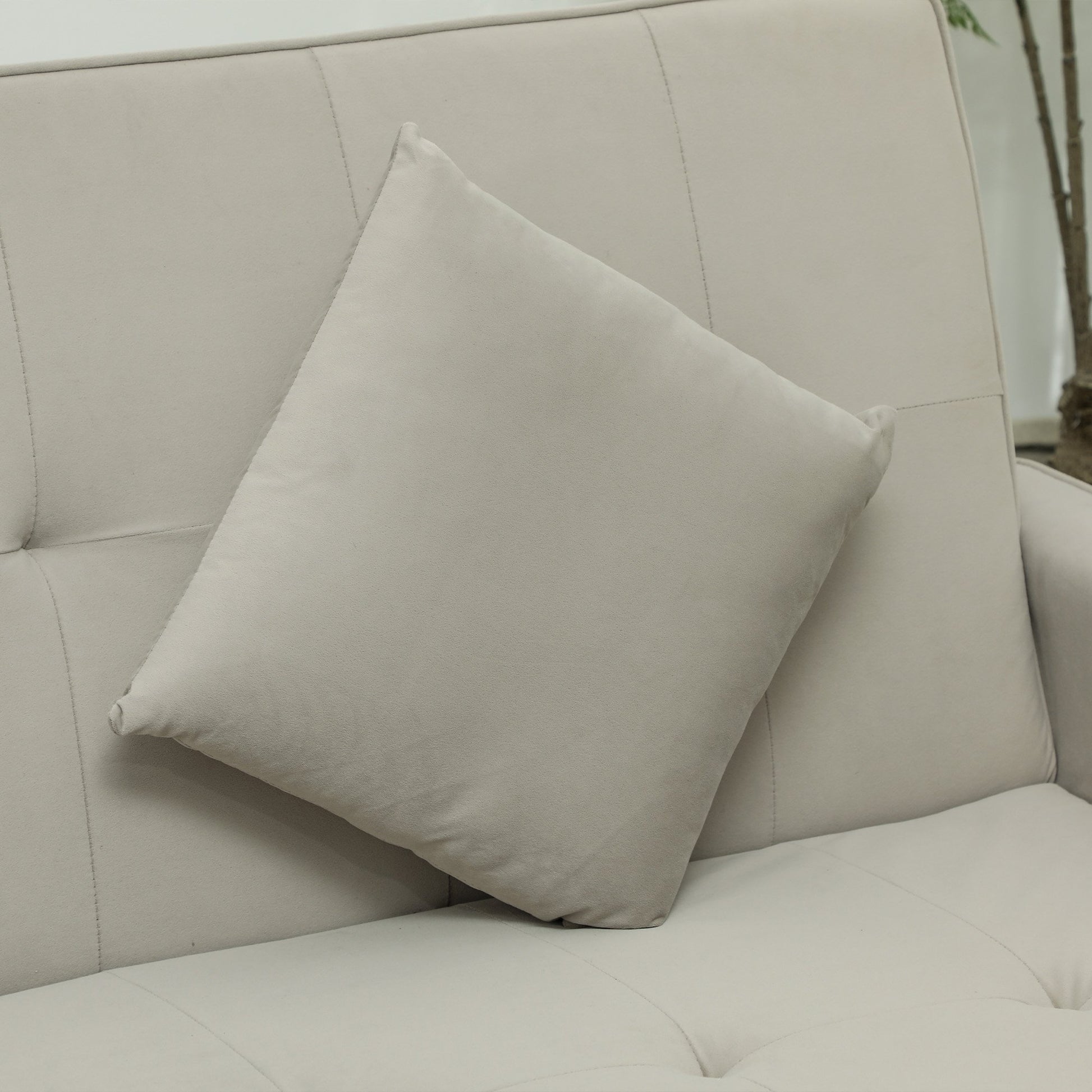 HOMCOM 3 Seater Fabric Sofa Bed with Pull Out Couch - Beige