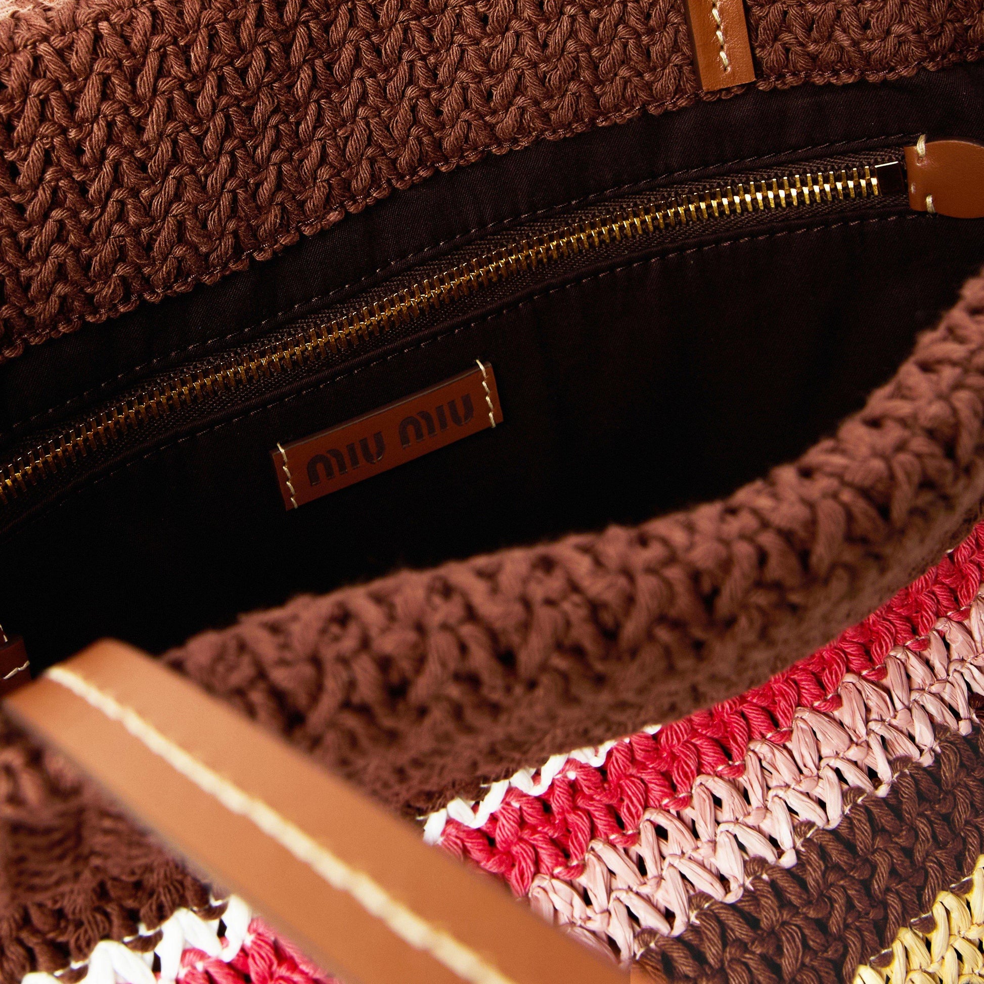 Miu Miu Raffia-effect woven tote bag
