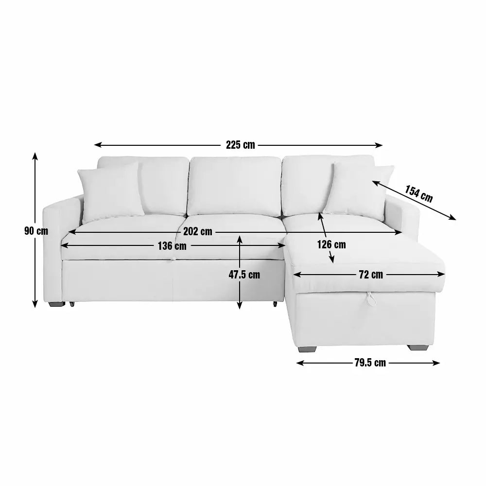 Habitat Reagan RH Storage Corner Chaise Sofa Bed - Natural