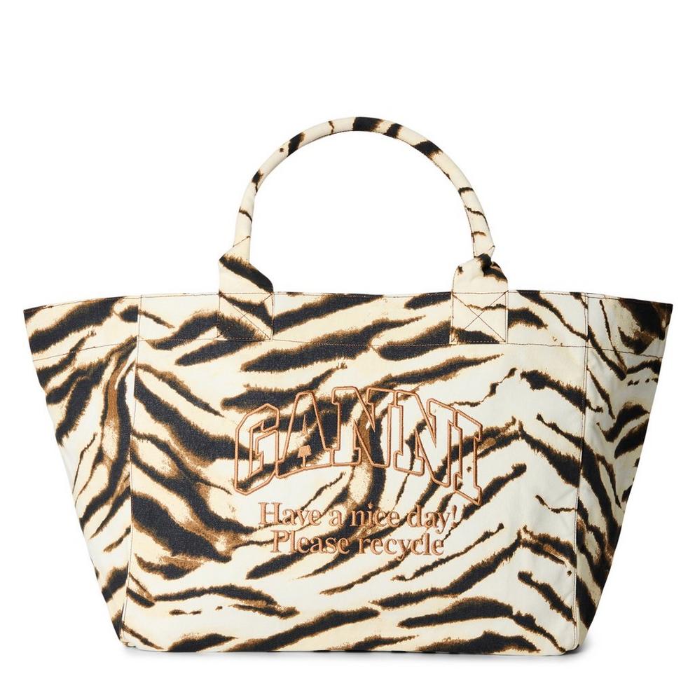 Ganni Women's XXL Shopper Zebra Tote Bag