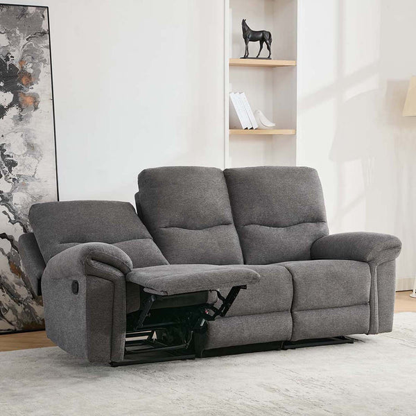 Furniture Online Fosse Manual Recliner 3 Seater Linen Sofa – Dark Grey