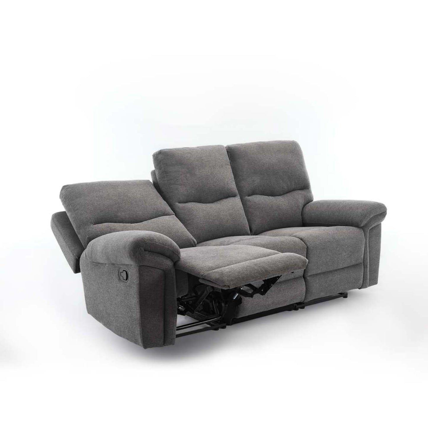 Furniture Online Fosse Manual Recliner 3 Seater Linen Sofa – Dark Grey