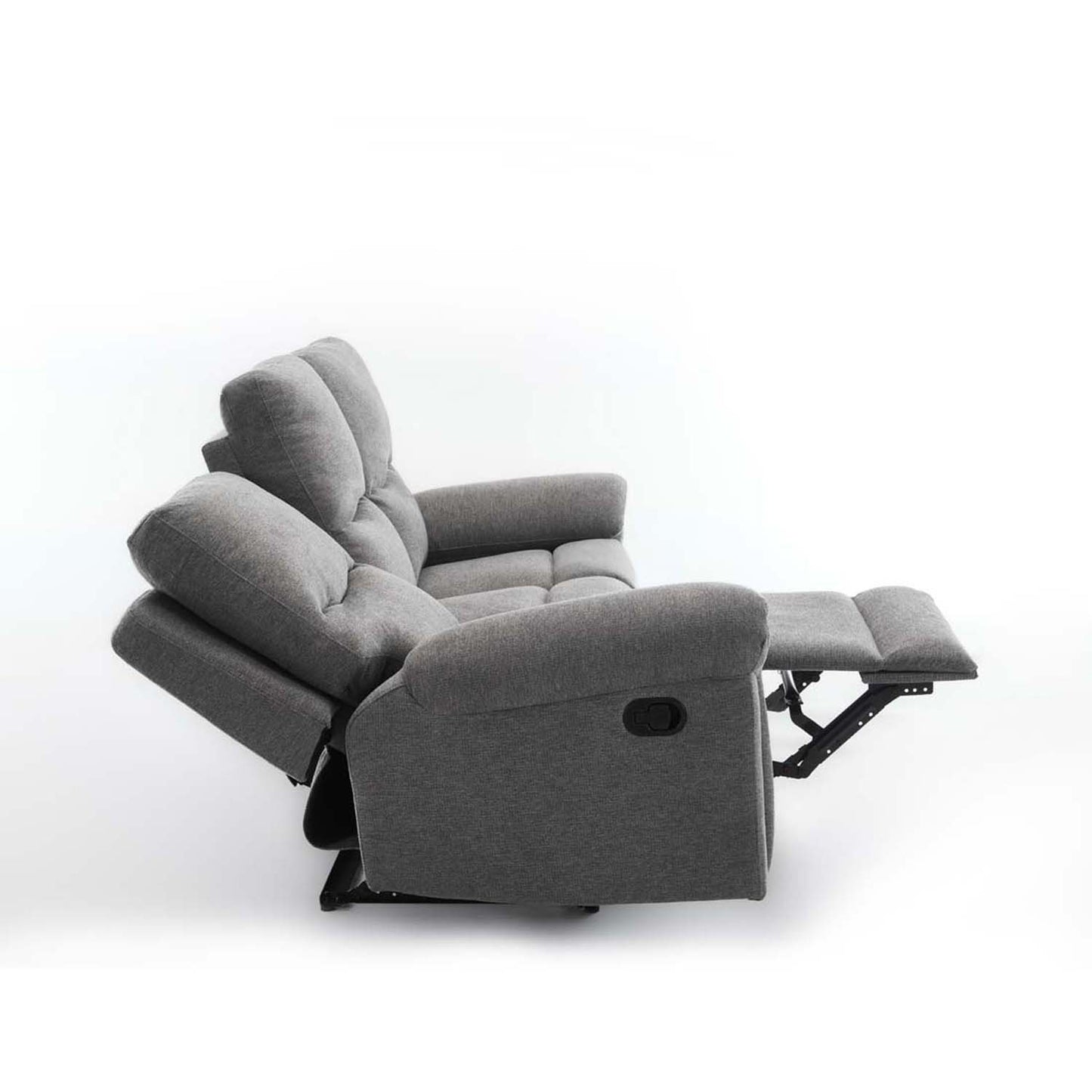Furniture Online Fosse Manual Recliner 3 Seater Linen Sofa – Dark Grey