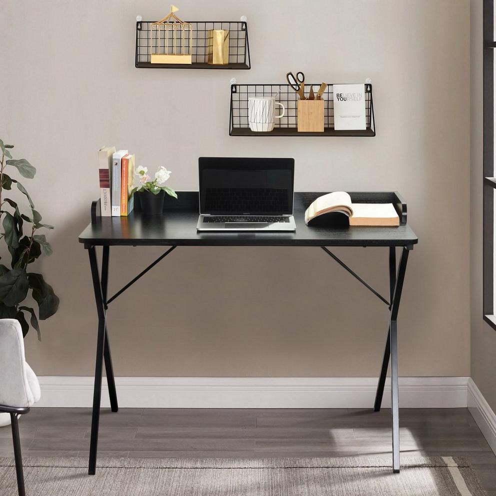 FurnitureR AVA Black and Wooden 120cm Desk