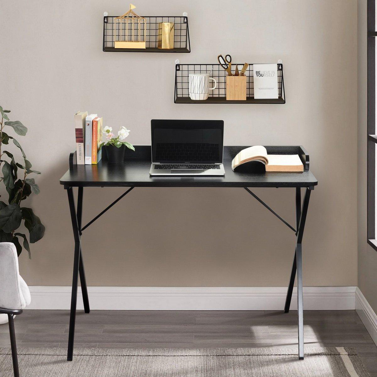 FurnitureR AVA Black and Wooden 100cm Desk