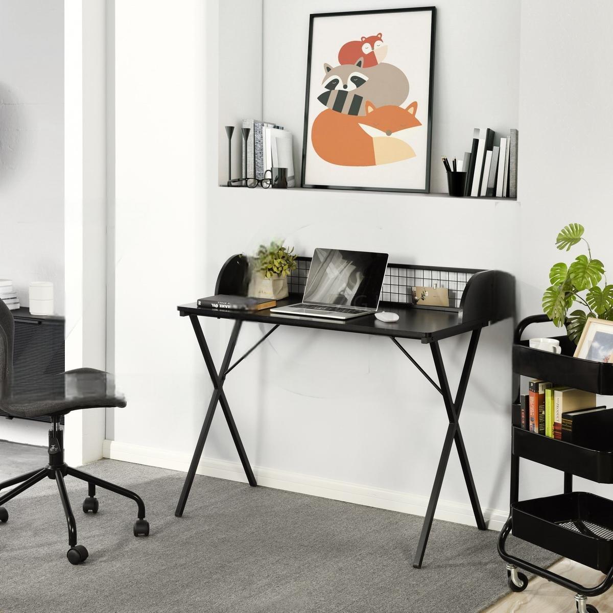 FurnitureR AVA Black and Wooden 120cm Desk