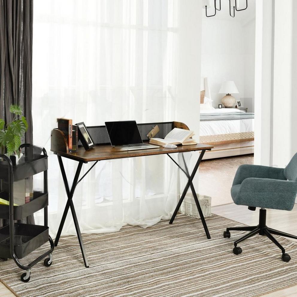FurnitureR AVA Black and Wooden 120cm Desk