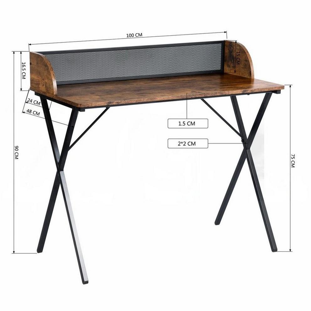 FurnitureR AVA Black and Wooden 100cm Desk