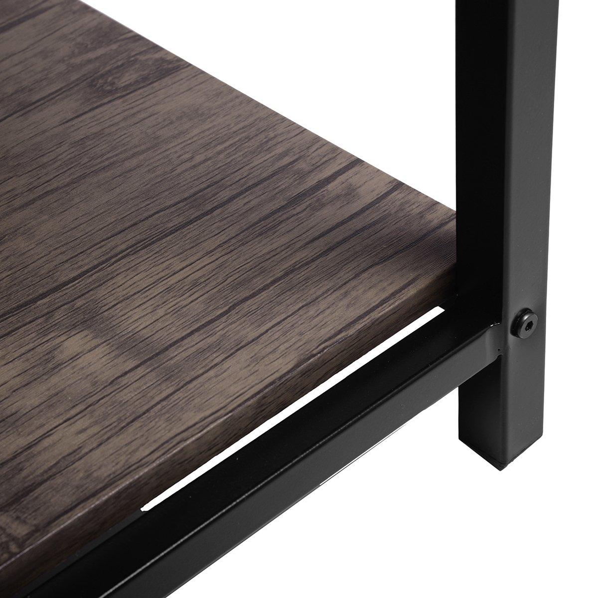 FurnitureR DROGBA Black and Wooden L-shaped Desk with 2 shelves